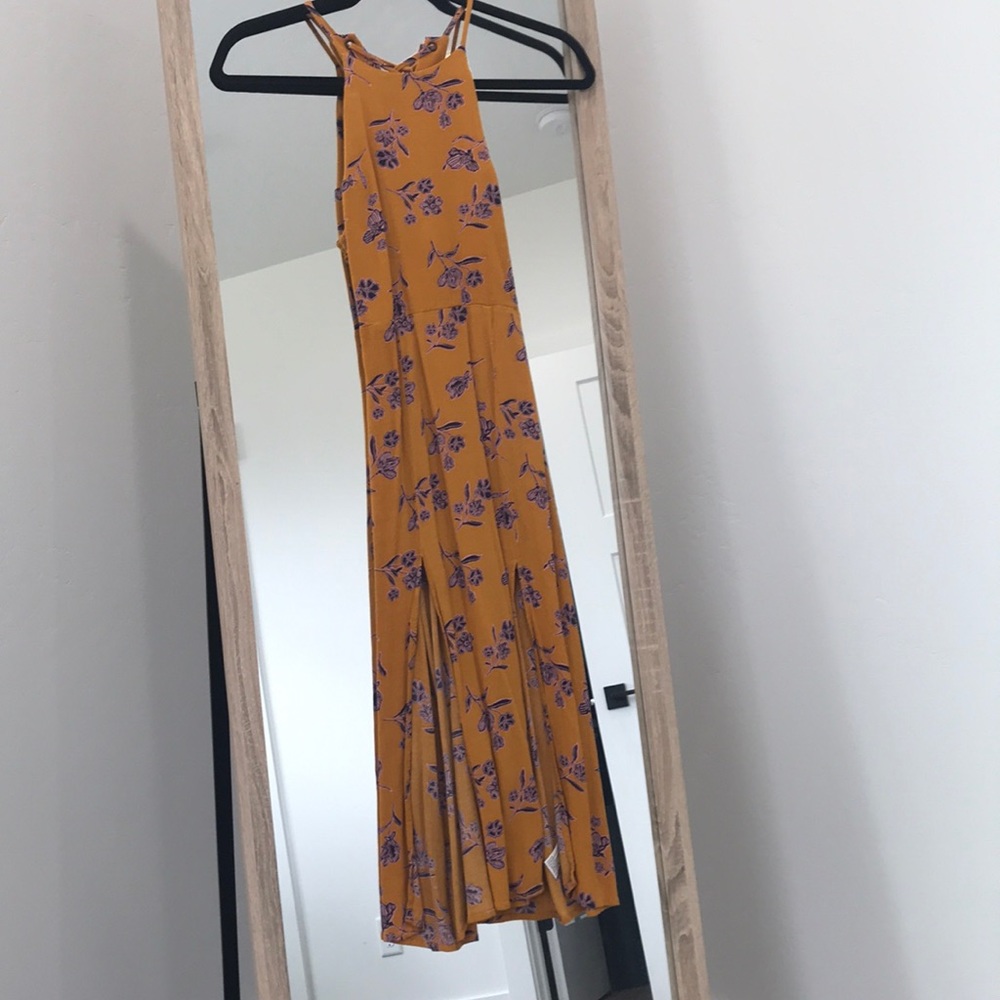 Burnt orange floral dress